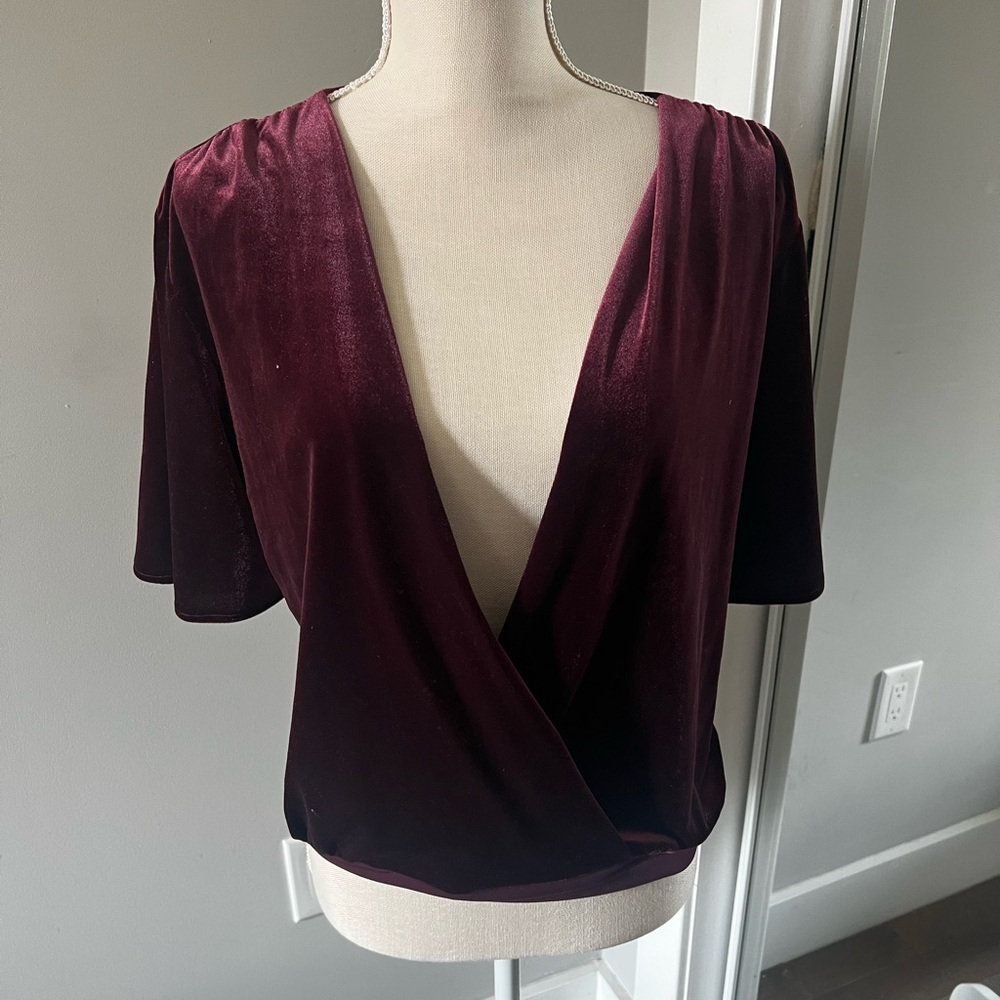 Express Burgundy Wrap Bodysuit